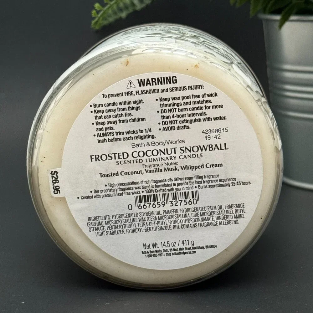 BBW Frosted Coconut Snowball Bath & Body Works 3 Wick Candle - Picture 9 of 10